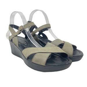 Mephisto Leather Wedge Tan Sandals‎ Womens Size 40/ 10